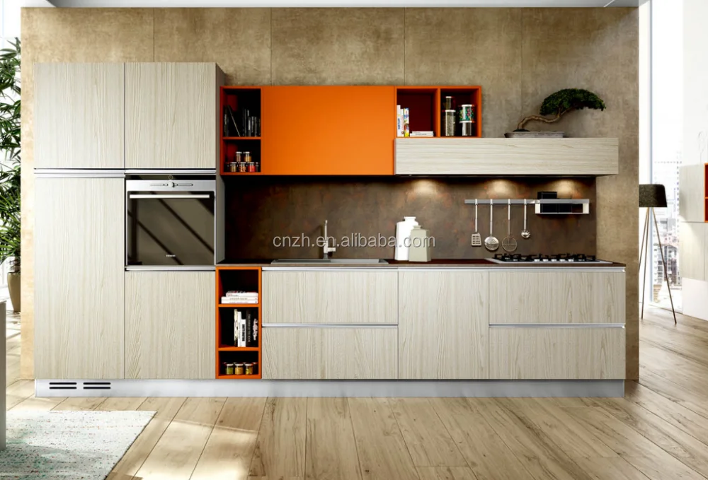 Liberia high glossy finish integrated kitchen cabinets small kitchen design