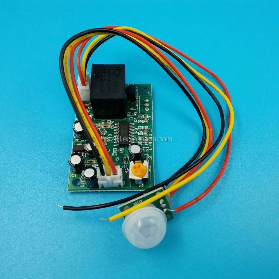 Split DC12V pir sensor human body motion induction module Adjustable delay Relay output high level/low level customizable