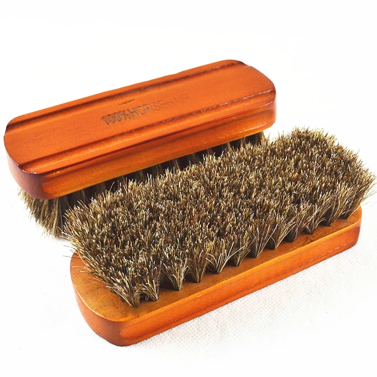 Big Size Wooden Shoe Shine Brush Soft Horse Hair Bristles Polishing Shoe Brush