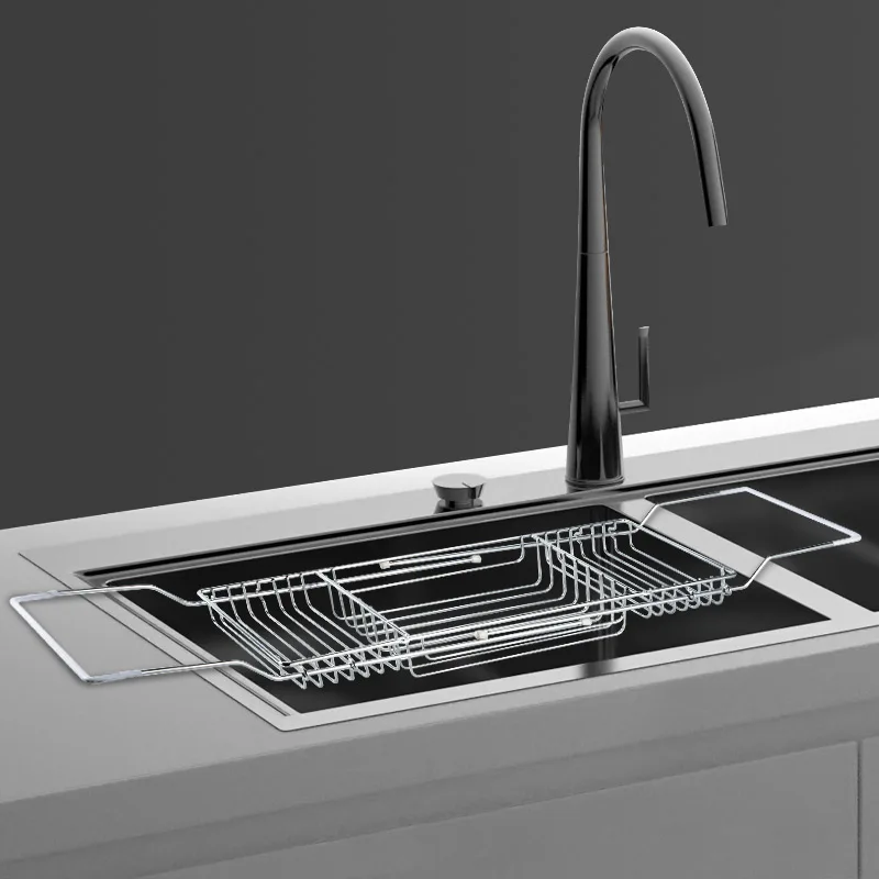 Extendable Rack Kitchen Cabinet Organizer Drying Rack Tableware Storage Shelf Basket Hanging Stainless Steel Dish Drainer Rack