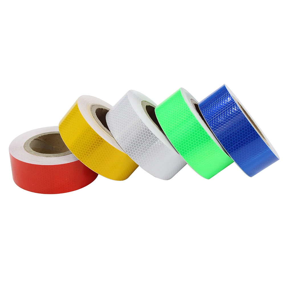 Factory Price Red White Yellow Green Blue 5cm, 10cm, 15cm  PVC Crystal Self Adhesive Reflective Tape for Outside safety