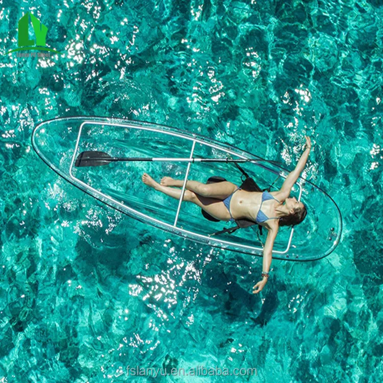 molded transparent glass bottom canoe kayak