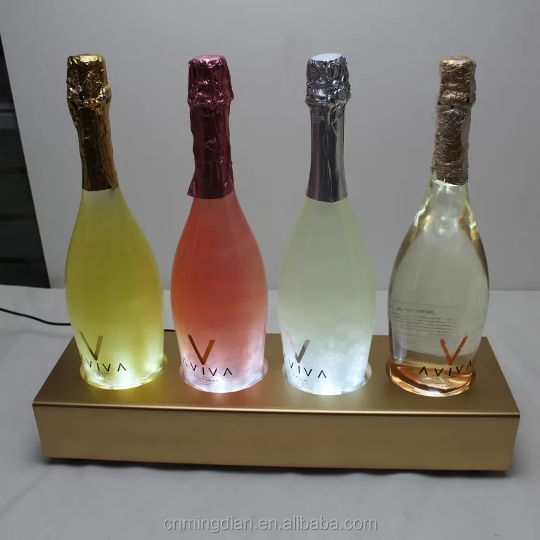 acrylic rotating bottle glorifier display , golden led ROTATING EXHIBITOR bottle display racks