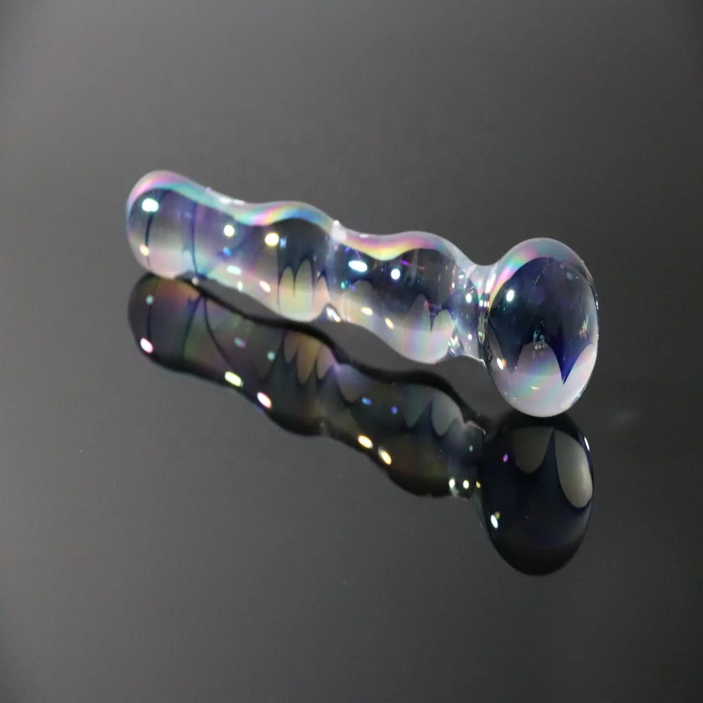 iridescent art handmade glass dildo made in china