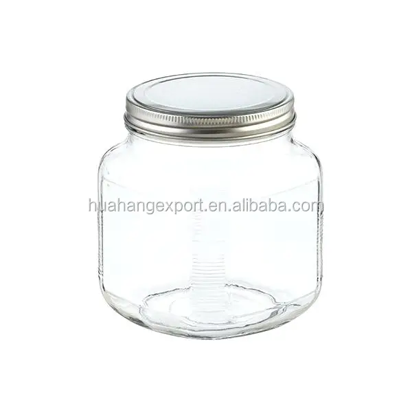 
OEM clear durable clear square food storage glass jar for canning 