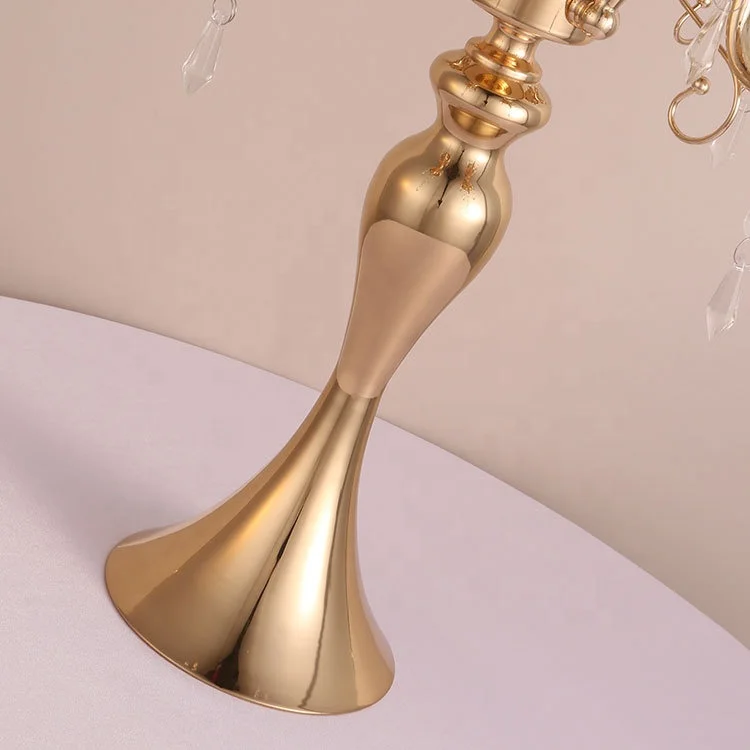 
Creative Tall Flower Holder Vase Strands Wedding Decoration Gold 5 Arms Candelabra Metal Candle Holder 