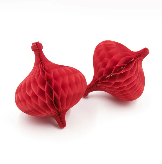 Red Hanging Shaped Paper Honeycomb Balls Christmas/ Chinese New Year Decoration Supplies Size 11x13cm wholesale