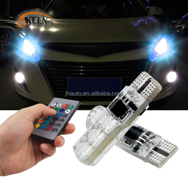 KEEN wholesale 12V LED bulb 5050 6smd t10 RGB silicone bulbs car led interior light with RF remote for decoration