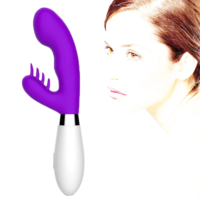 G Spot Clitoris Rotating Head Female Adult Silicone rubber vagina Rabbit Dildo Double Vibrator Sex Toy