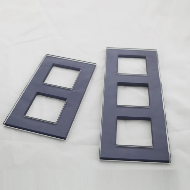 High quality polish edge CNC drilling hole low temperature paint 4 gang socket tempered glass for wall switch