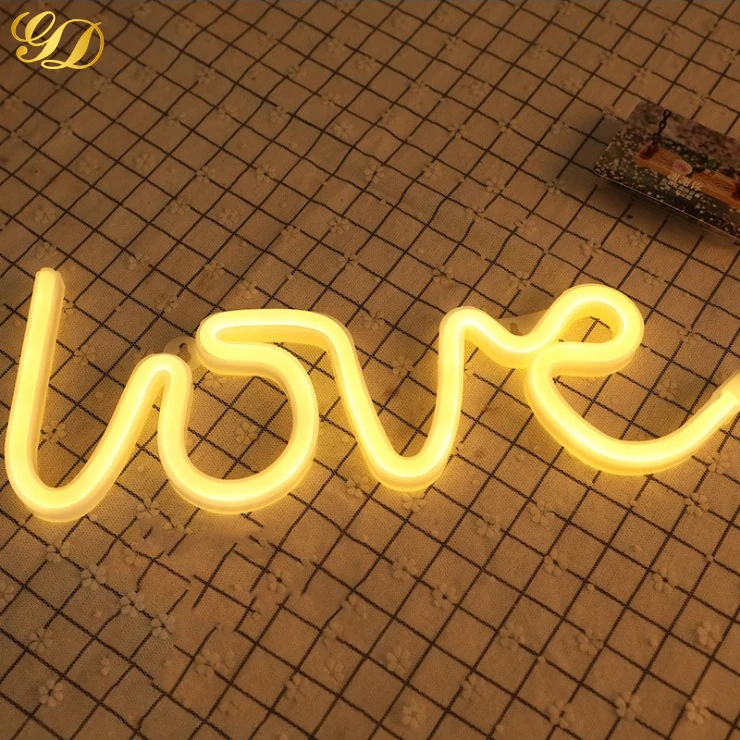 
Free Sample Christmas Neon Sign Battery&USB Operated Love Shape Neon Light 