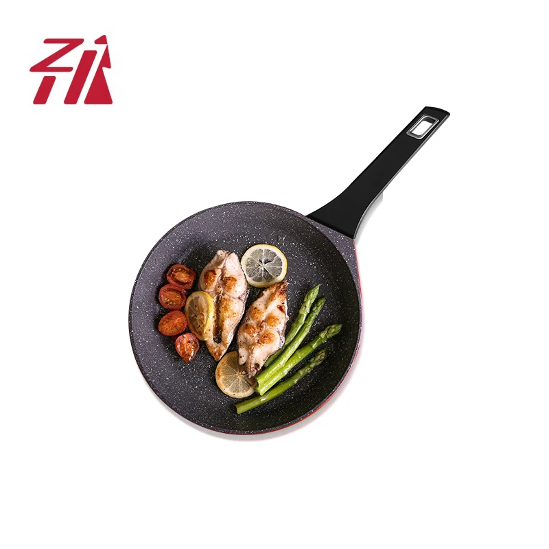 high quality  marble coating non-stick 26cm die-casting frying  pan grill pan with bakelite