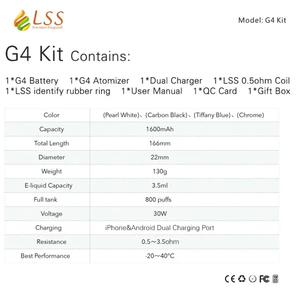 vaporizer pen electronic cigarette best sub ohm vape kit 1600mah LSS G4 kit box mod electronic cigarette