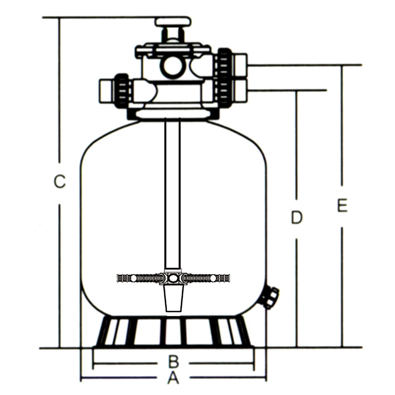 Top quality 0.5-0.8mm sand filter 300 kPa/44 psi/3.0 bar PE Pool sand filter for swimming pool
