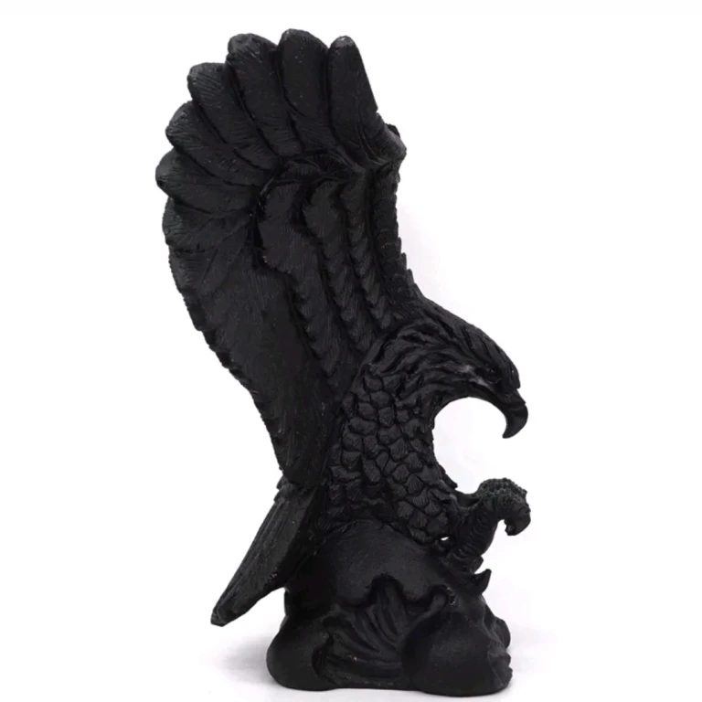 Natural Black Obsidian Crystal Carving Craft Quartz  Crystal Carved Eagle Decoration