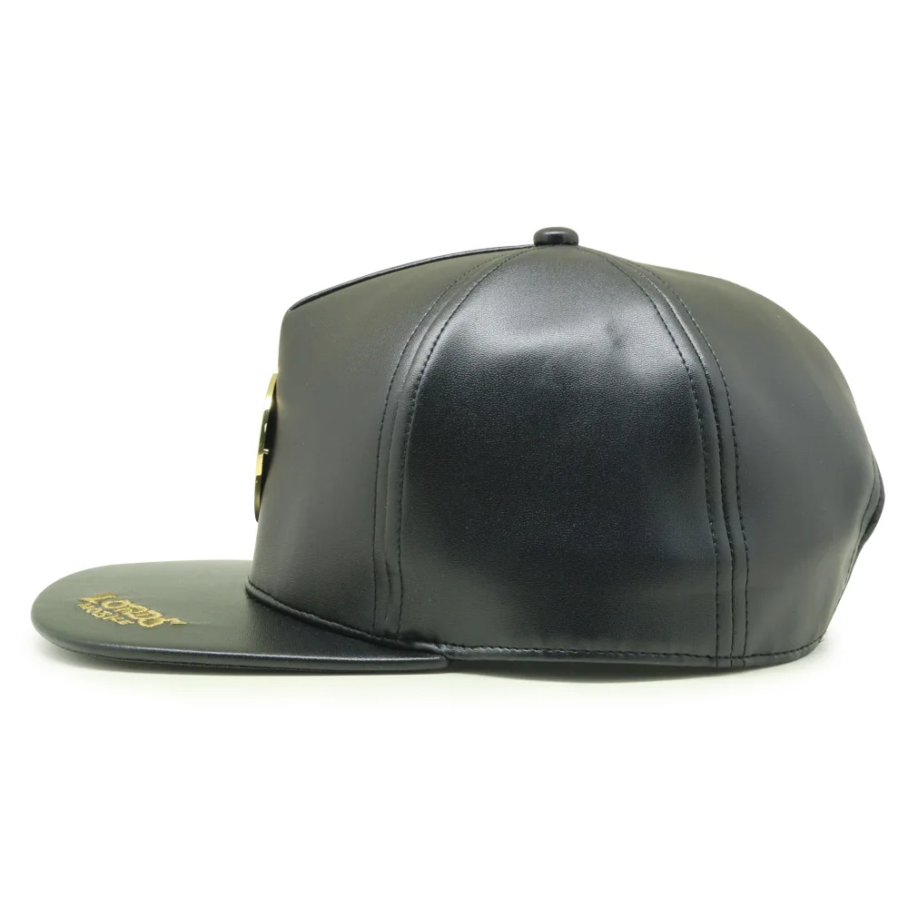 Custom Patch Cap Hat PU Leather Snapback 5 Panel Caps