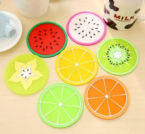 Non Slip Fruit Slice Drink Cups Pad Silicone Fruit Coaster