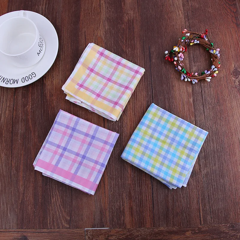 100% Cotton Print Ladies Plaid Handkerchief