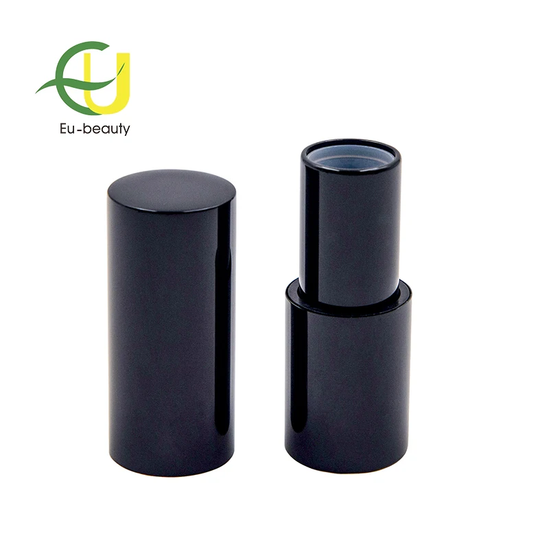 
High-grade black cylinder magnet metal lipstick tube lip balm container 