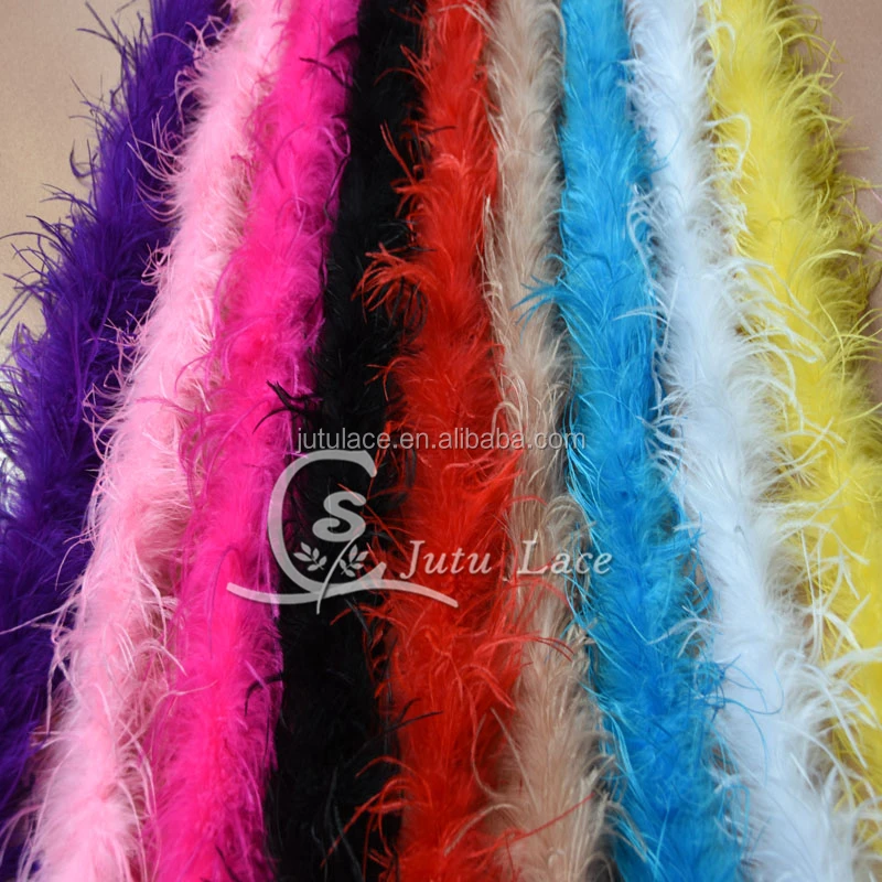 Decorative garment accessory artificial curly ostrich feather 2 Yards in bundle -colored ostrich feathers