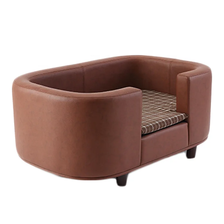 Wholesale large pet supplies sofa elevated bed luxury PU Leather cat dog sofa pet bed