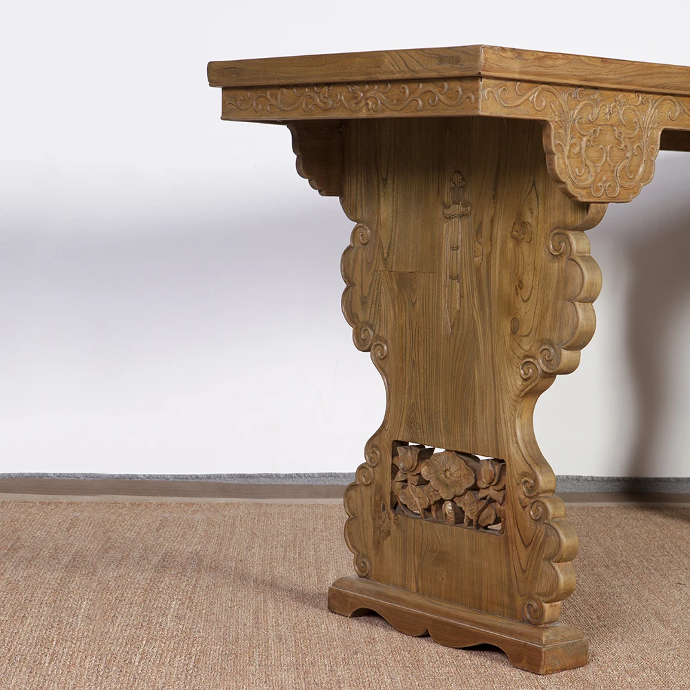 antique reproduction luxury carved wood chinese console table
