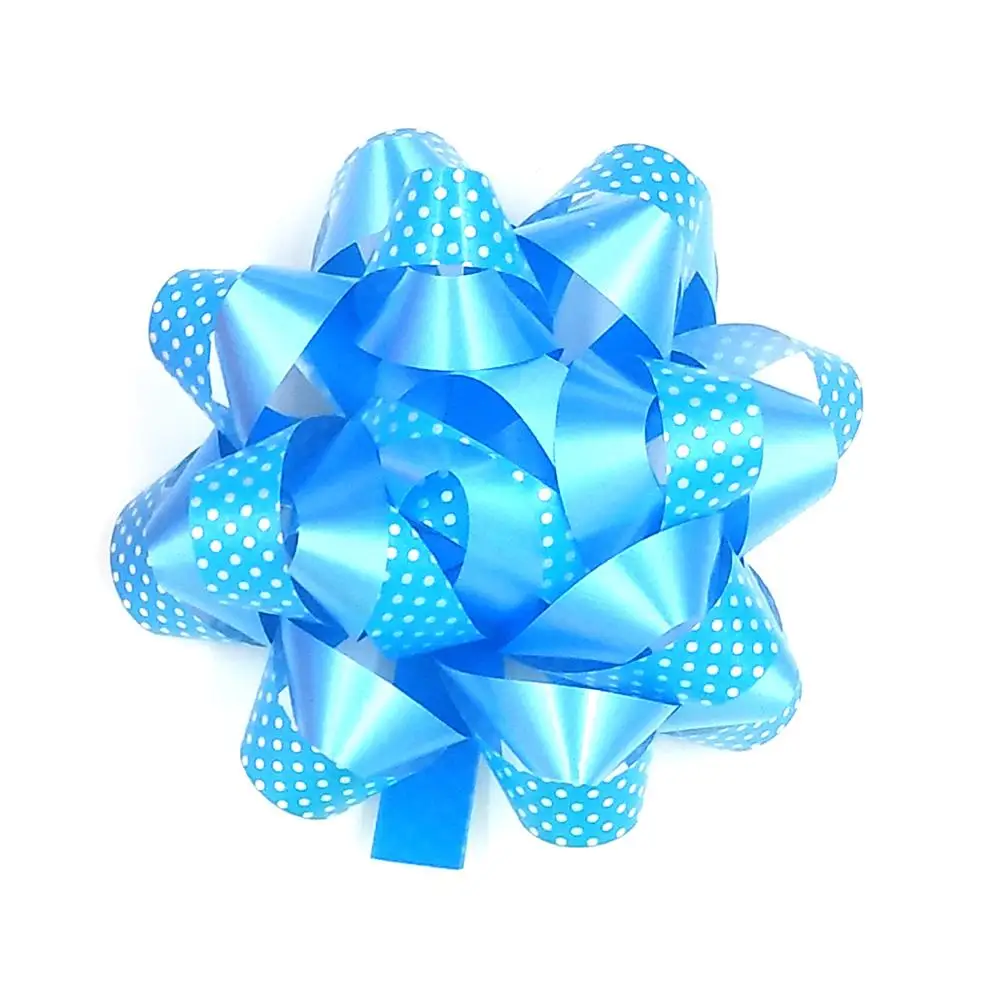 
Daily Decoration Light Blue Polka Dots Printing PP Ribbon Star Bow 