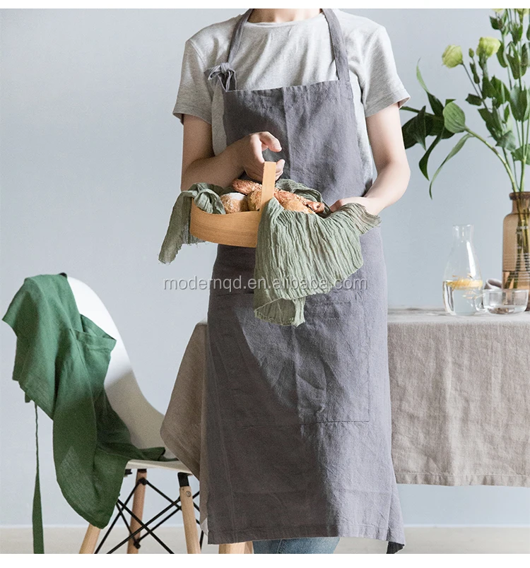 Wear  Pockets 100% French Linen Aprons for Home and  Kitchen Restaurant  apron