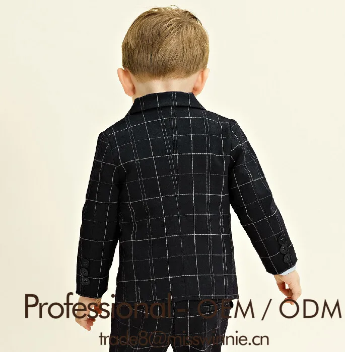 Blazer for boys Mixed Color Plaid Pattern Gentleman Outfit Suit Jacket & Pants Set Gaoteng Customization