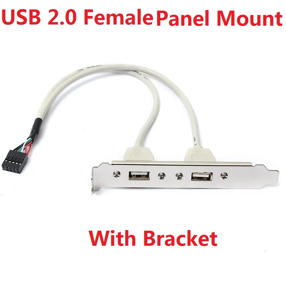 USB 2.0 Extender Cable 4 Ports USB 2.0 Female Screw to Motherboard 9pin Header Panel Mount Cable