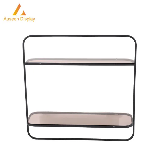 
Metal frame glass living room furniture decorative shelf for wall display and decorate 