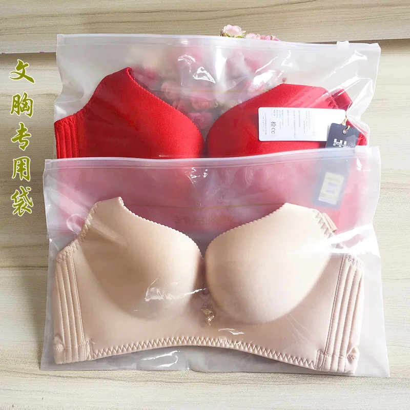 Custom LOGO Printing Pe Clear bra bikini zip lock plastic packaging bag
