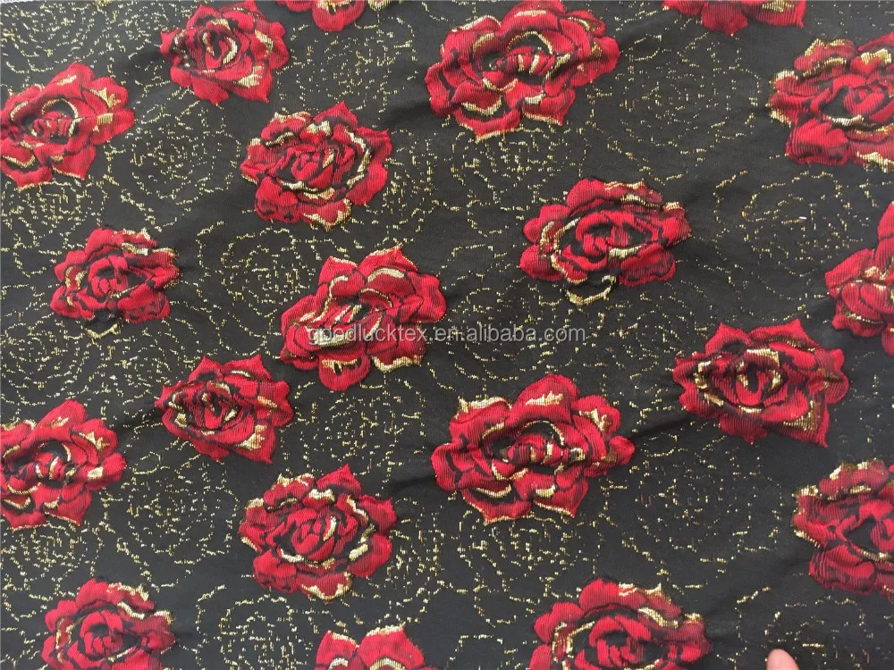 High Density Polyester Metallic Brocade Fabric