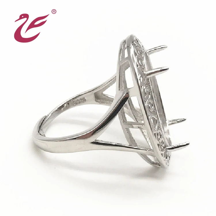 Ко Дню Святого Валентина античное кольцо крепления 925 Серебряные кольца параметры настройки без камней позолоченный DIy