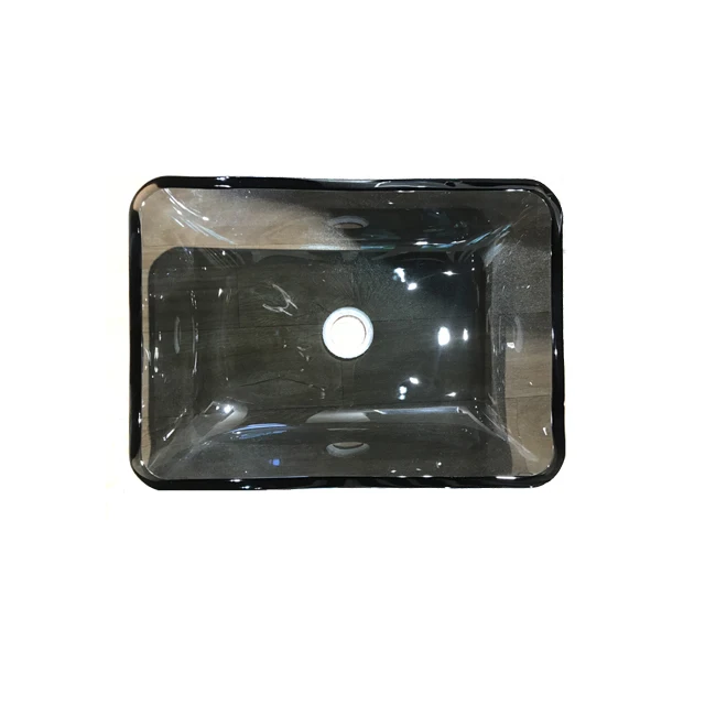 
Rectangular Vanity Bowl Tempered Glass Vessel Handcrafted Bathroom Sink 