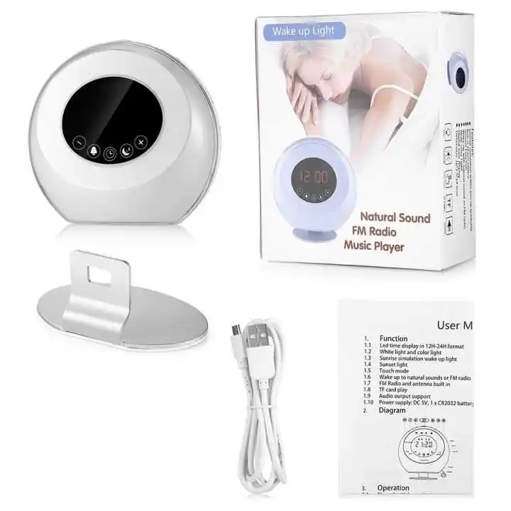 Лидер продаж 2022, будильник с подсветкой восхода солнца, Настольные Цифровые часы с будильником