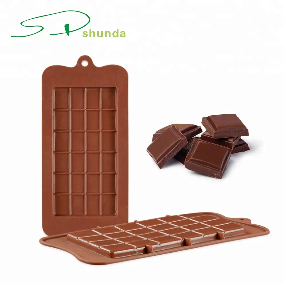 24 Grid Square Chocolate Mold Bar Block Ice Platinum Silicone Cake Candy Sugar-Bake Mould