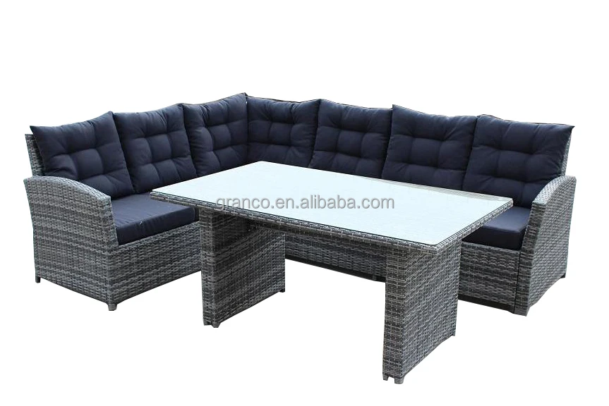 new color hot sale KD poly rattan outdoor garden dining sofa set furniture