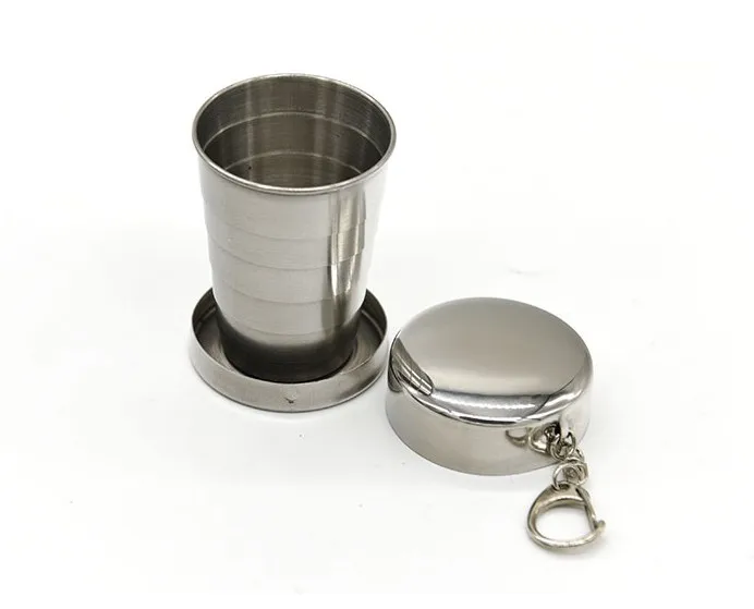 camping trip  portable  stainless telescopic  steel folding cup  with key chain