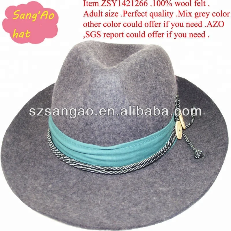 Wholesale fashion Mix gray wool felt hat men in festival