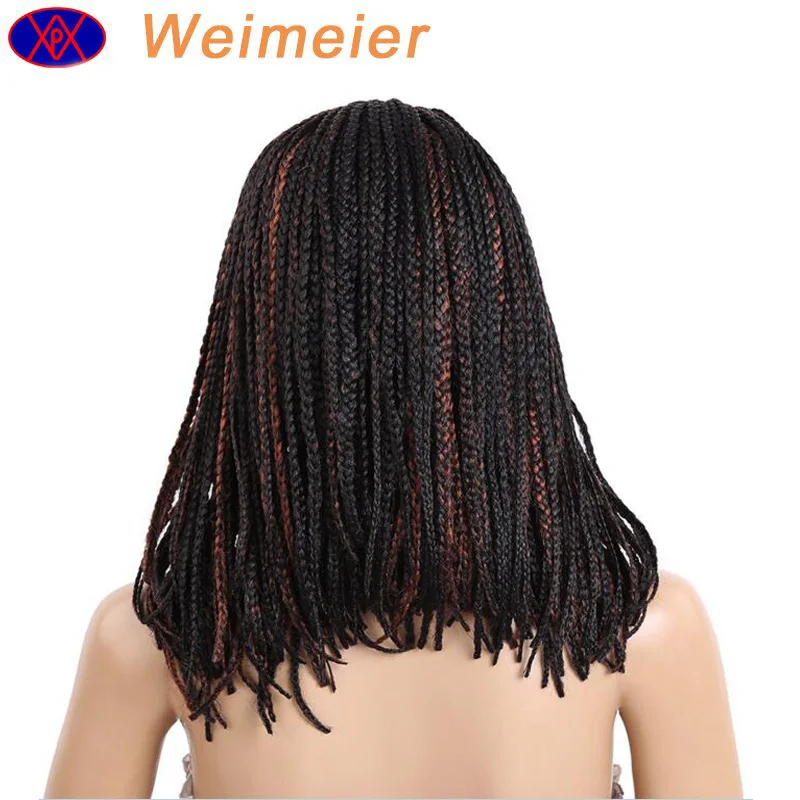 
Hot selling shawl lace BOBO head color three-stranded braided wigs synthetic lace front wig braids 