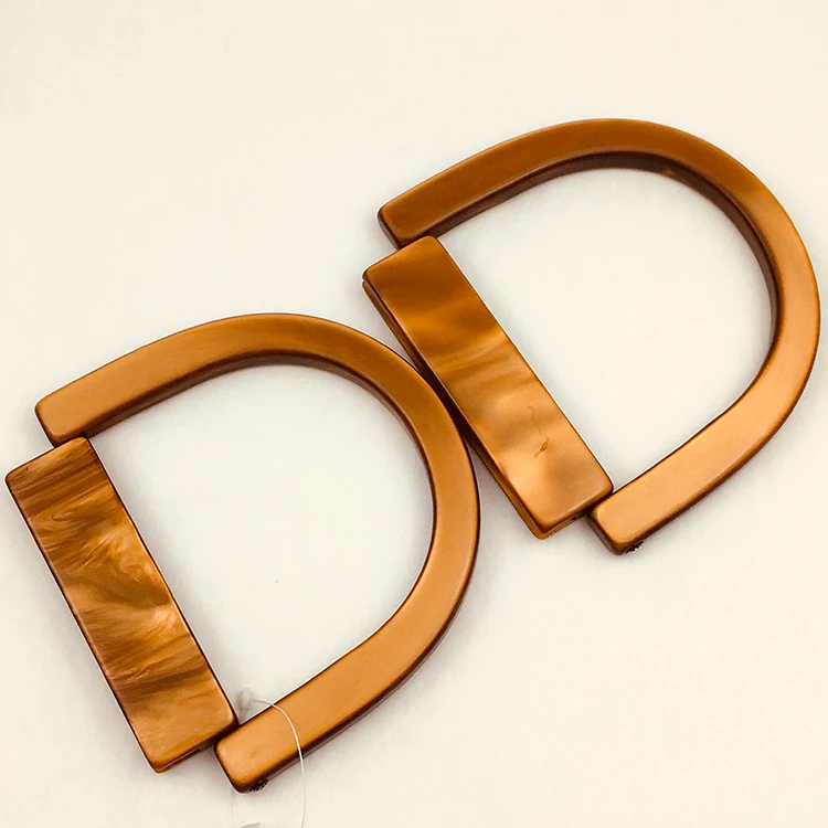 
wholesale high quality D shape 12.5cm purse handle for handbag acrylic lady bag handle 