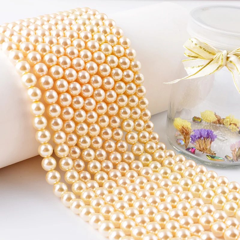Colorful More Types 6mm 8mm Glass Imitation Pearls Loose Ivory Glass Pearl Beads for Rosary Making