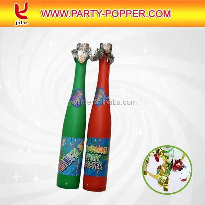 Champagne Bottle Party Popper with Colorful Metallic Foil Circle Confetti Cannon