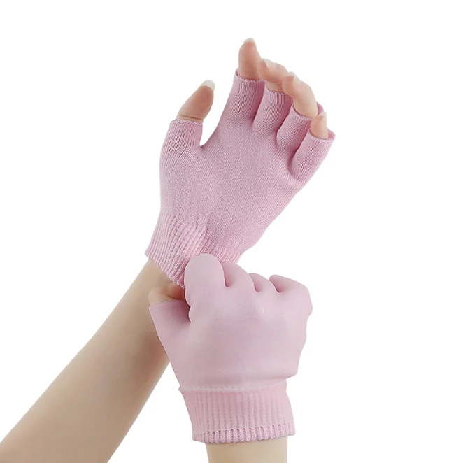 
heals dry skin and cracked hand silicone cooling gel lining fingerless touch screen spa moisturizing gloves 