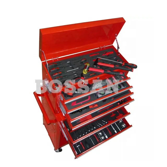 480 pieces Bossan 7-drawers up and down tool cart trolley with a 4-drawers cabinet inside