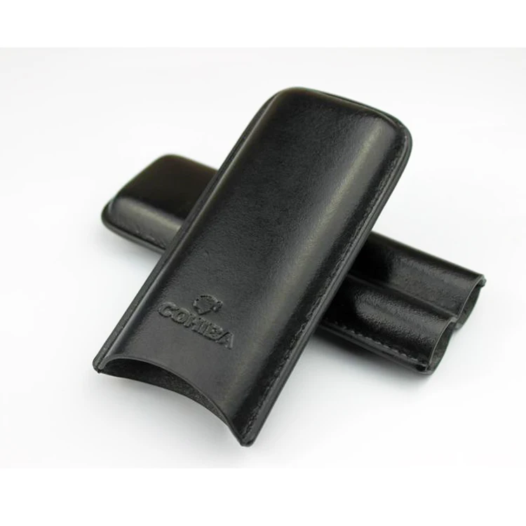 Custom 2-Finger PU Leather Cigar Case Humidor Travel Holder