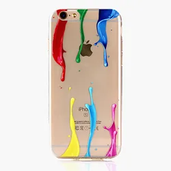 Flowing paint Clear Soft TPU Mobile Phone Case For iPhone 6 7 8 plus