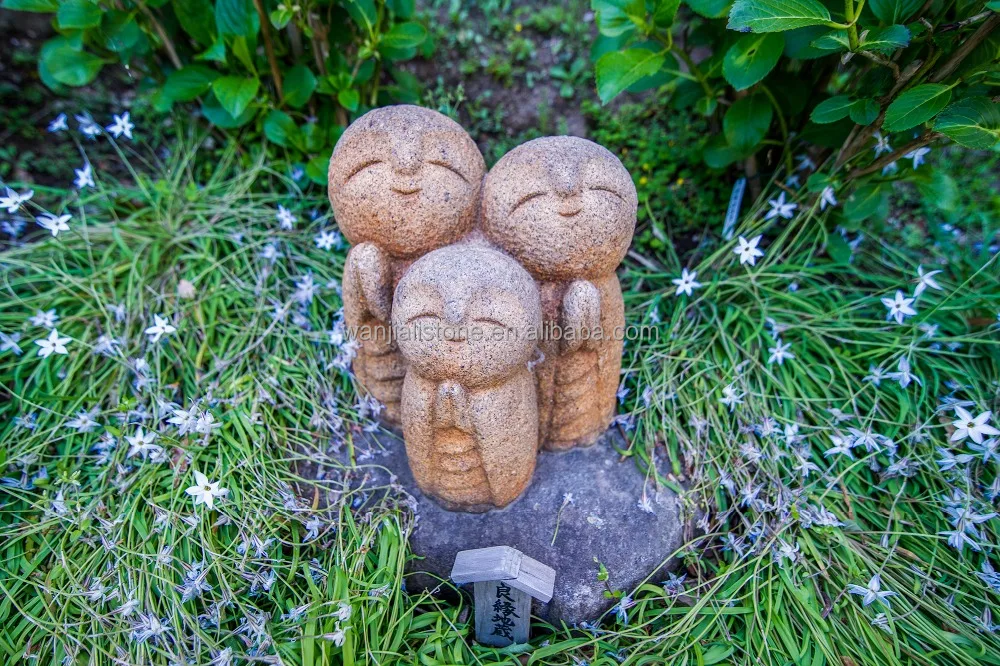
Japanese Style Granite Little Monks Sculpture Small Cute Smiling Monks Stone Sculpture for outdoor or indoor decoration 