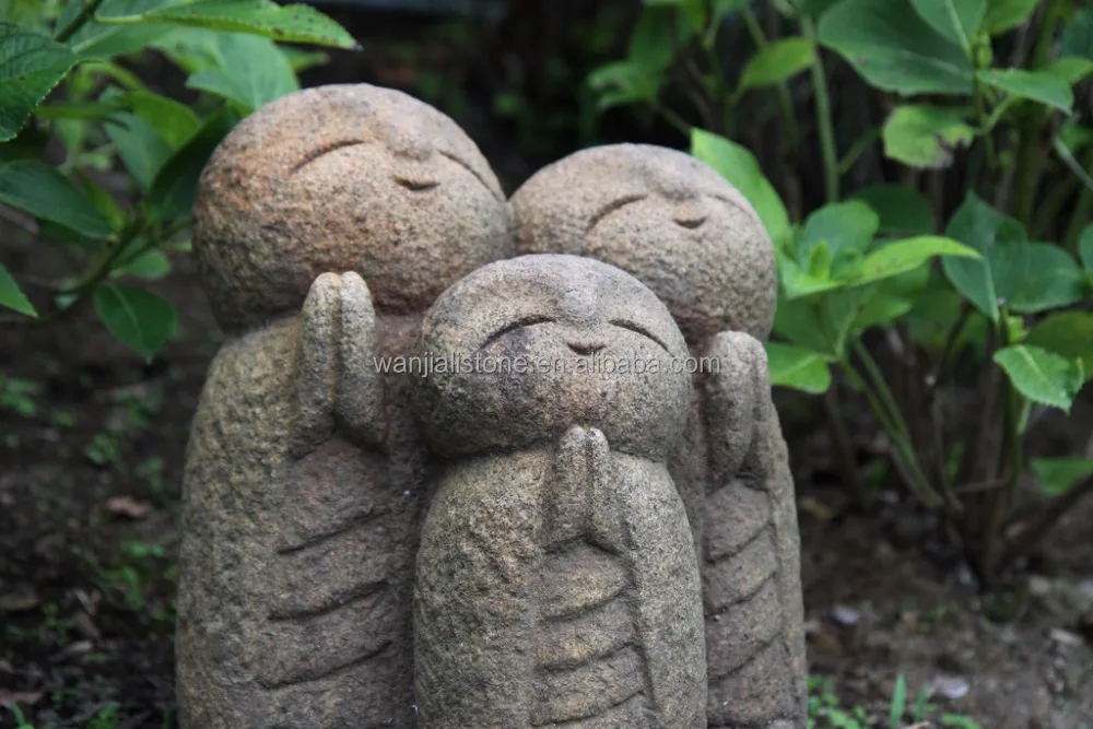 
Japanese Style Granite Little Monks Sculpture Small Cute Smiling Monks Stone Sculpture for outdoor or indoor decoration 